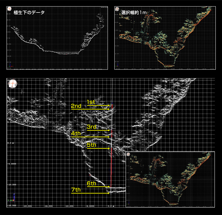 植生下のデータ／選択幅約1m